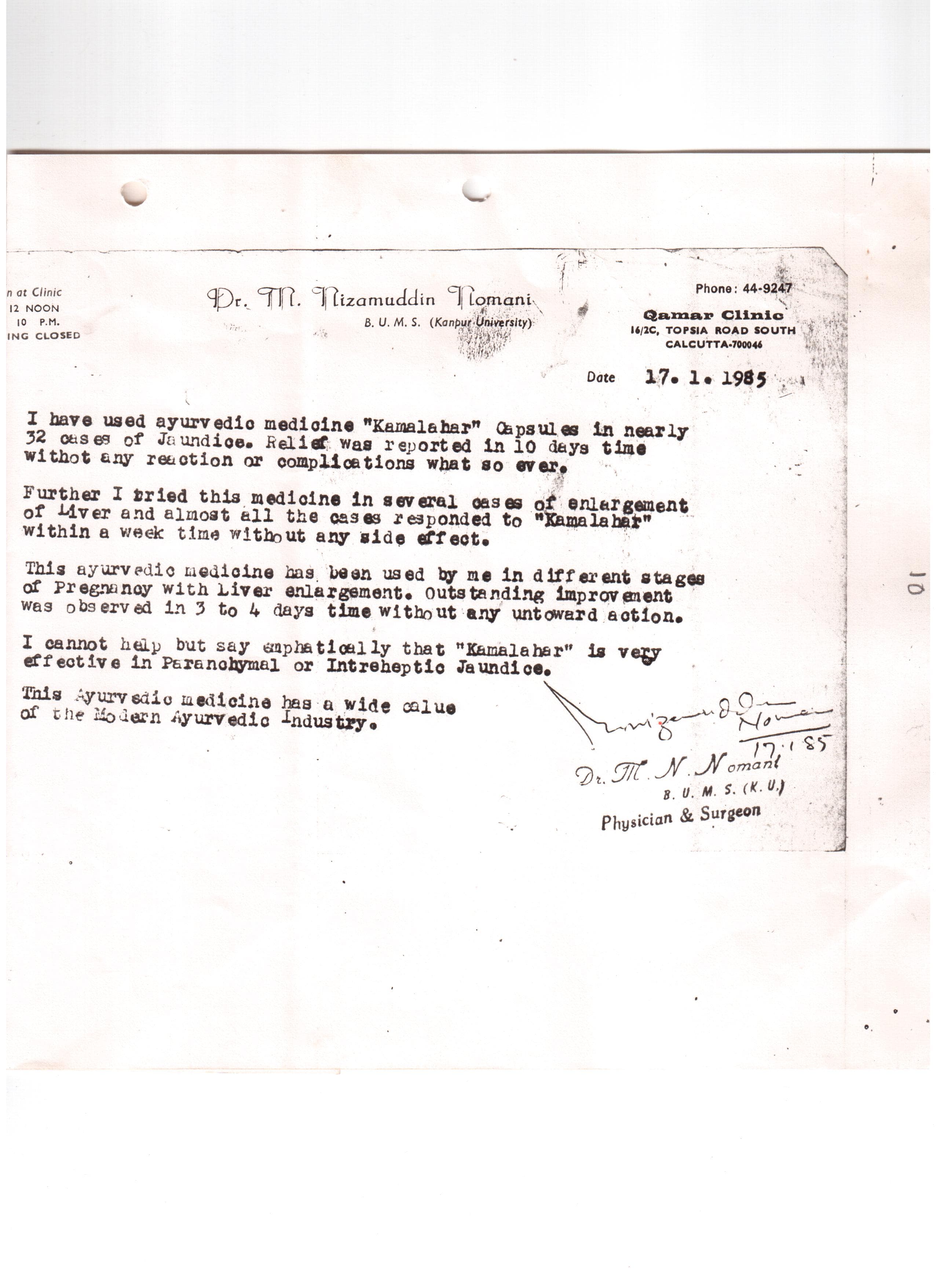 Dr. M Nizamuddin Nomani — attached document 1 of 1